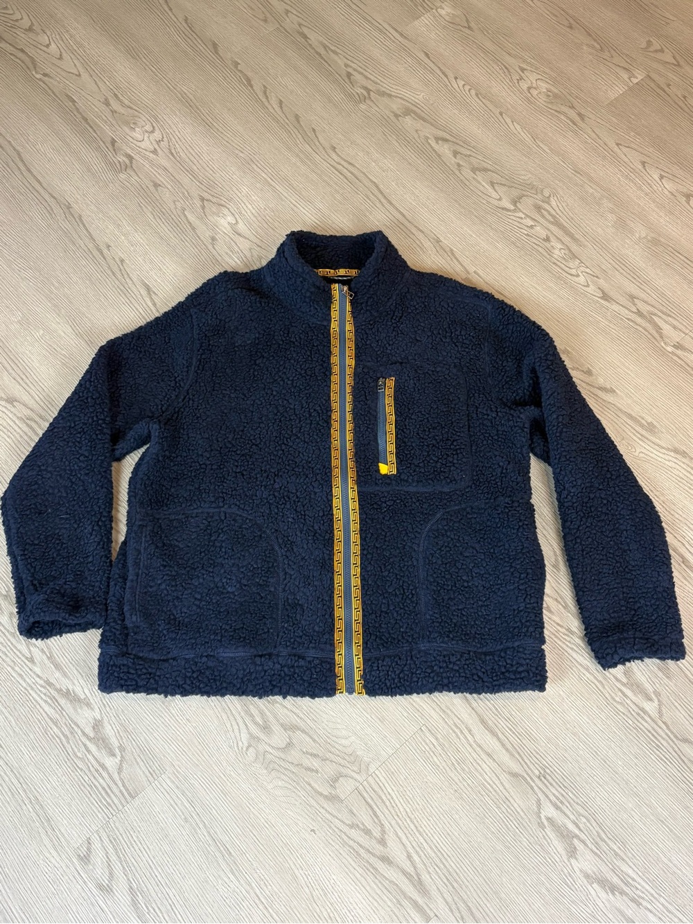 Toad&Co Navy Sherpa Jacket with Yellow Trim